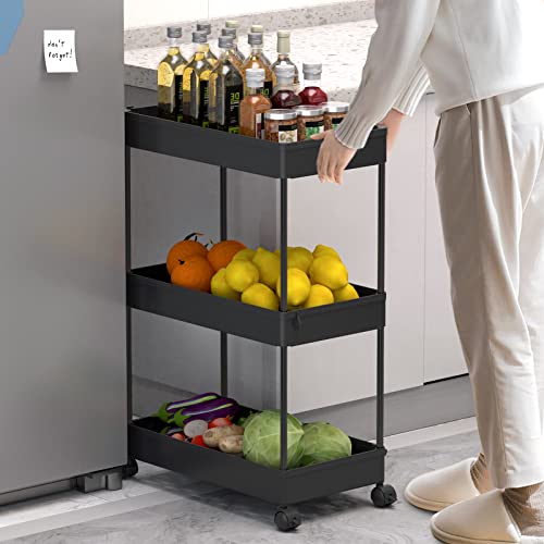 Eco-Friendly SPACELEAD 3 Tier Rolling Cart with Wheels, Storage for Daily Use