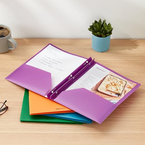 Eco-Friendly Basics Heavy Duty Plastic Folders with 2 Pockets for