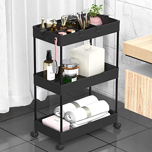 Eco-Friendly SPACELEAD 3 Tier Rolling Cart with Wheels, Storage for Daily Use